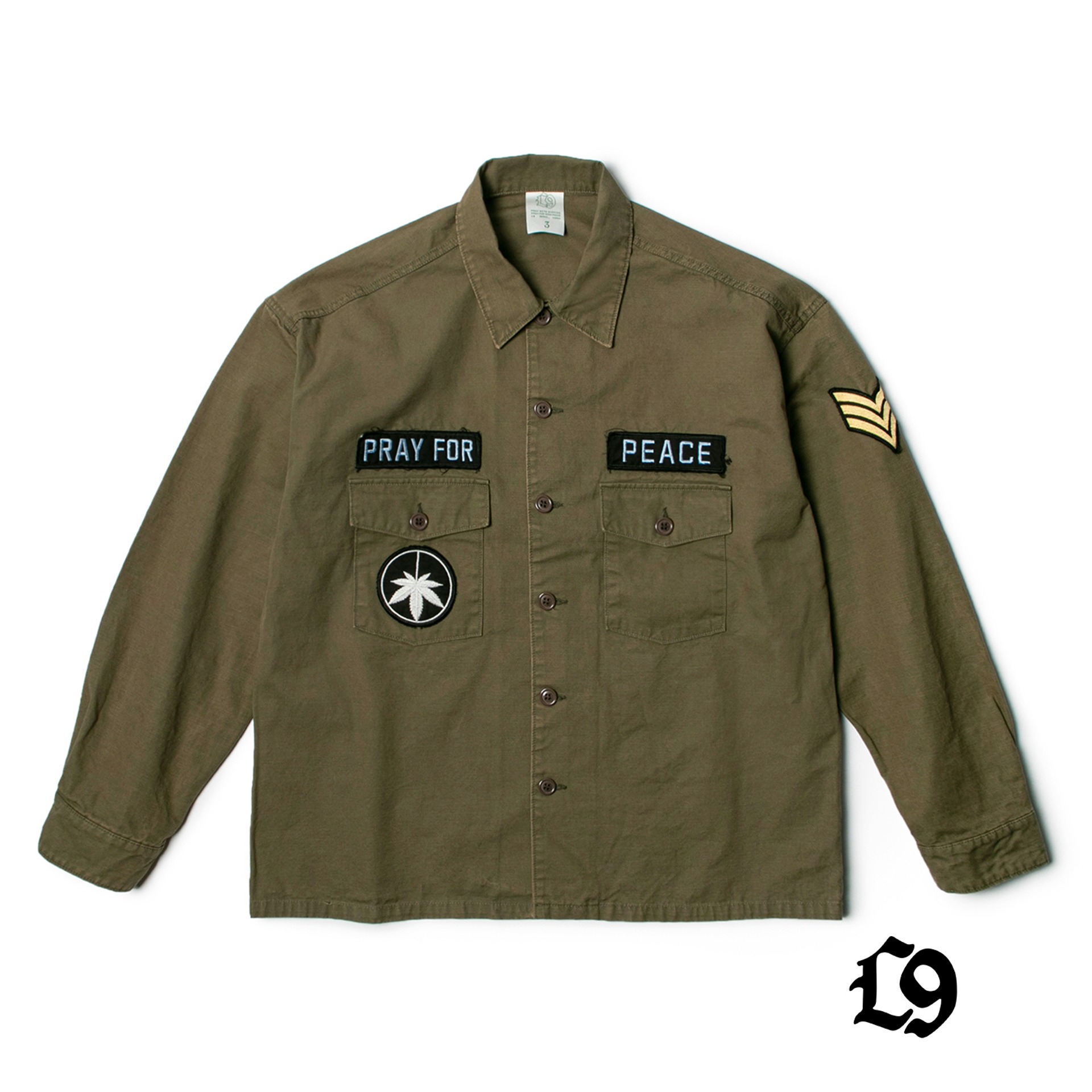 OG MILITARY SHIRT JACKET &quot;PRAY TO PEACE&quot; (Olive)